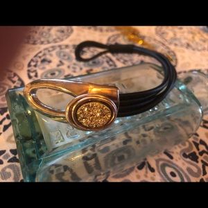 Leather & sterling bracelet